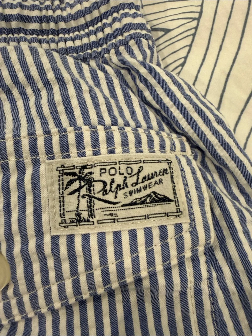 Polo by Ralph Lauren Navy and White Striped Men’s Swim Trunks